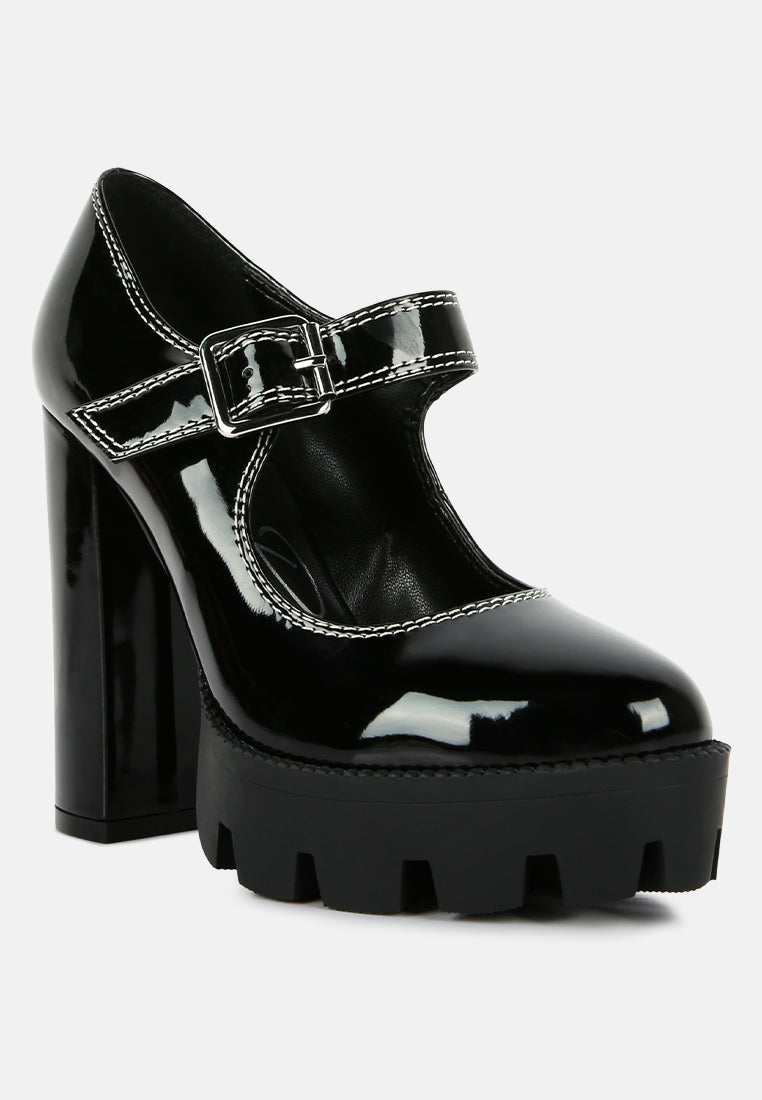 Millenial Bug Patent High Heeled Mary Jane Shoes from London Rag International