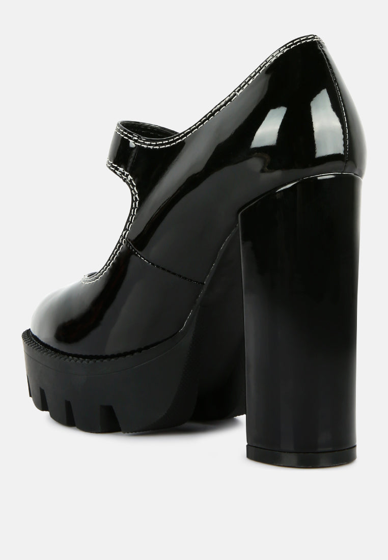 Millenial Bug Patent High Heeled Mary Jane Shoes from London Rag International