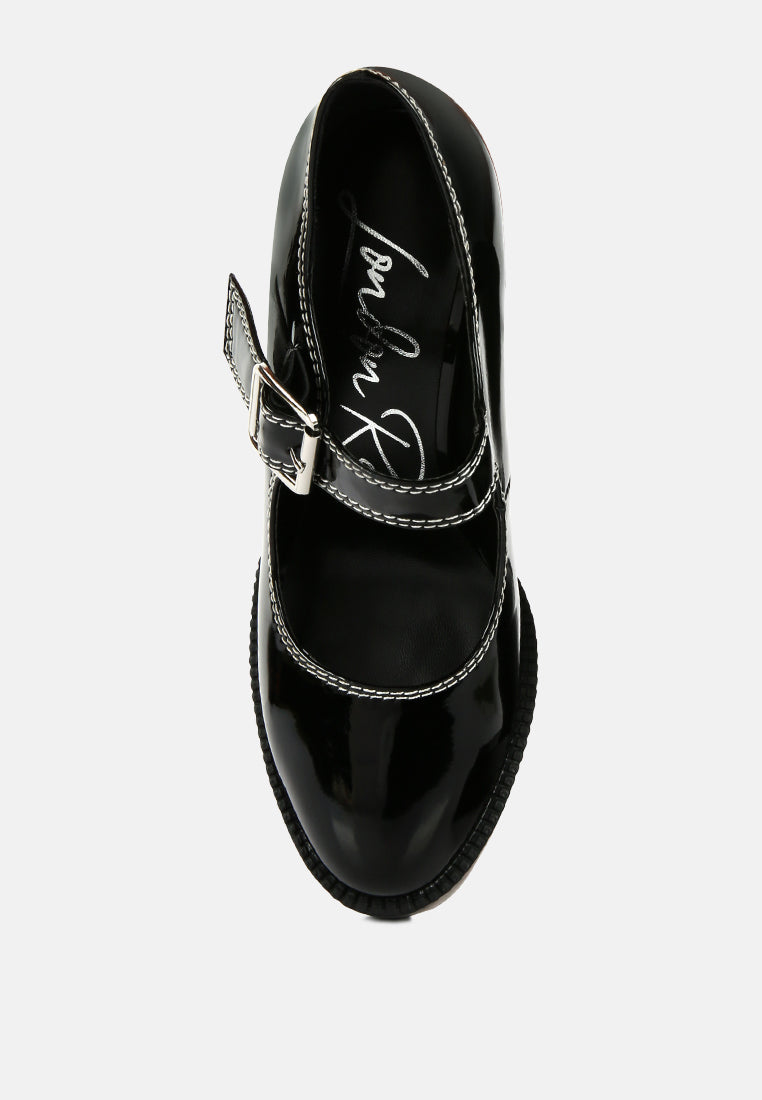 Millenial Bug Patent High Heeled Mary Jane Shoes from London Rag International