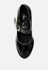 Millenial Bug Patent High Heeled Mary Jane Shoes from London Rag International