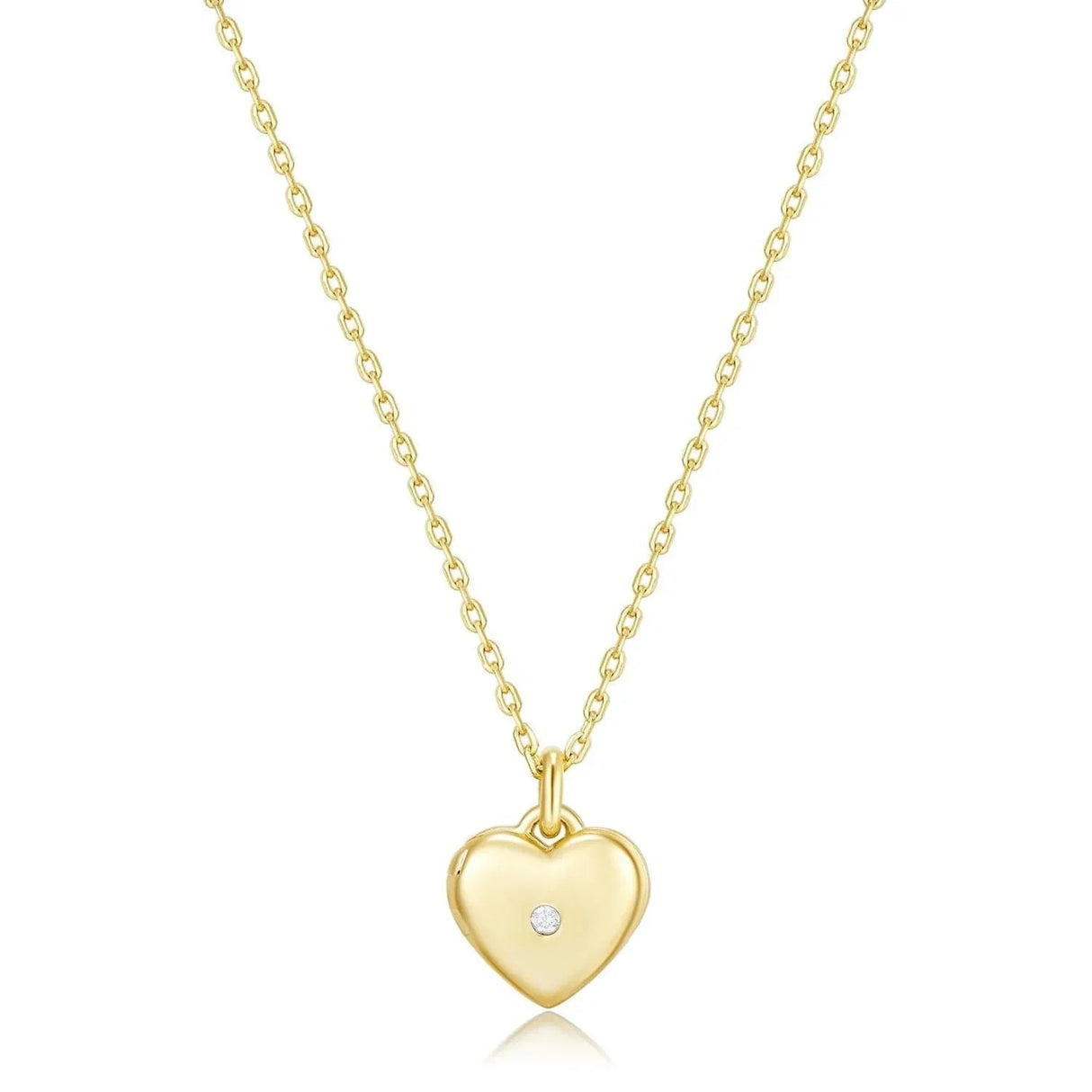 Mini Heart Locket Necklace With CZ from eklexic