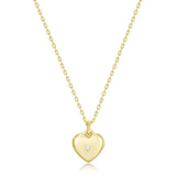 Mini Heart Locket Necklace With CZ from eklexic