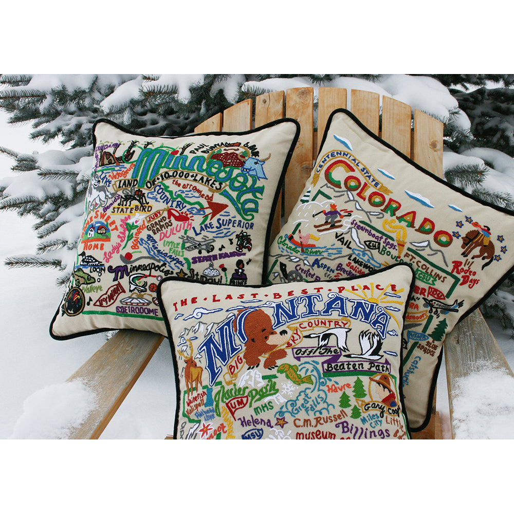 Minnesota Hand-Embroidered Pillow from Quirks!