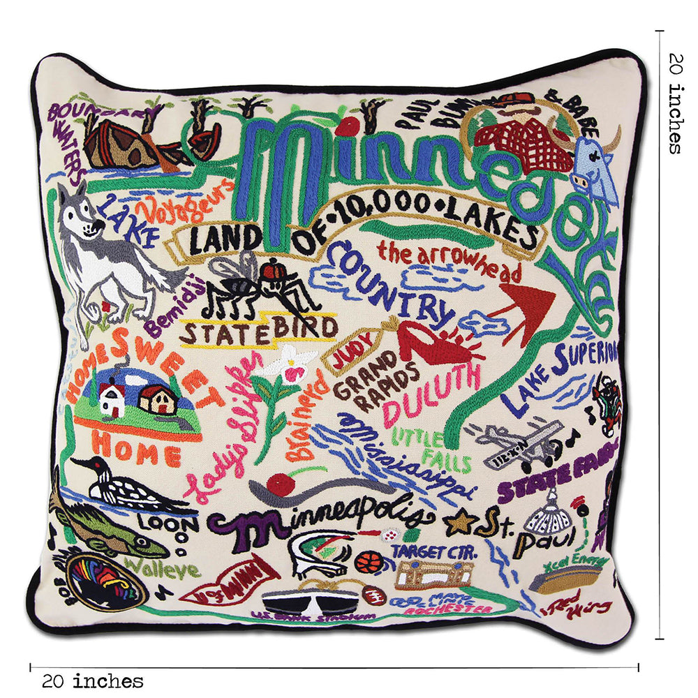 Minnesota Hand-Embroidered Pillow from Quirks!