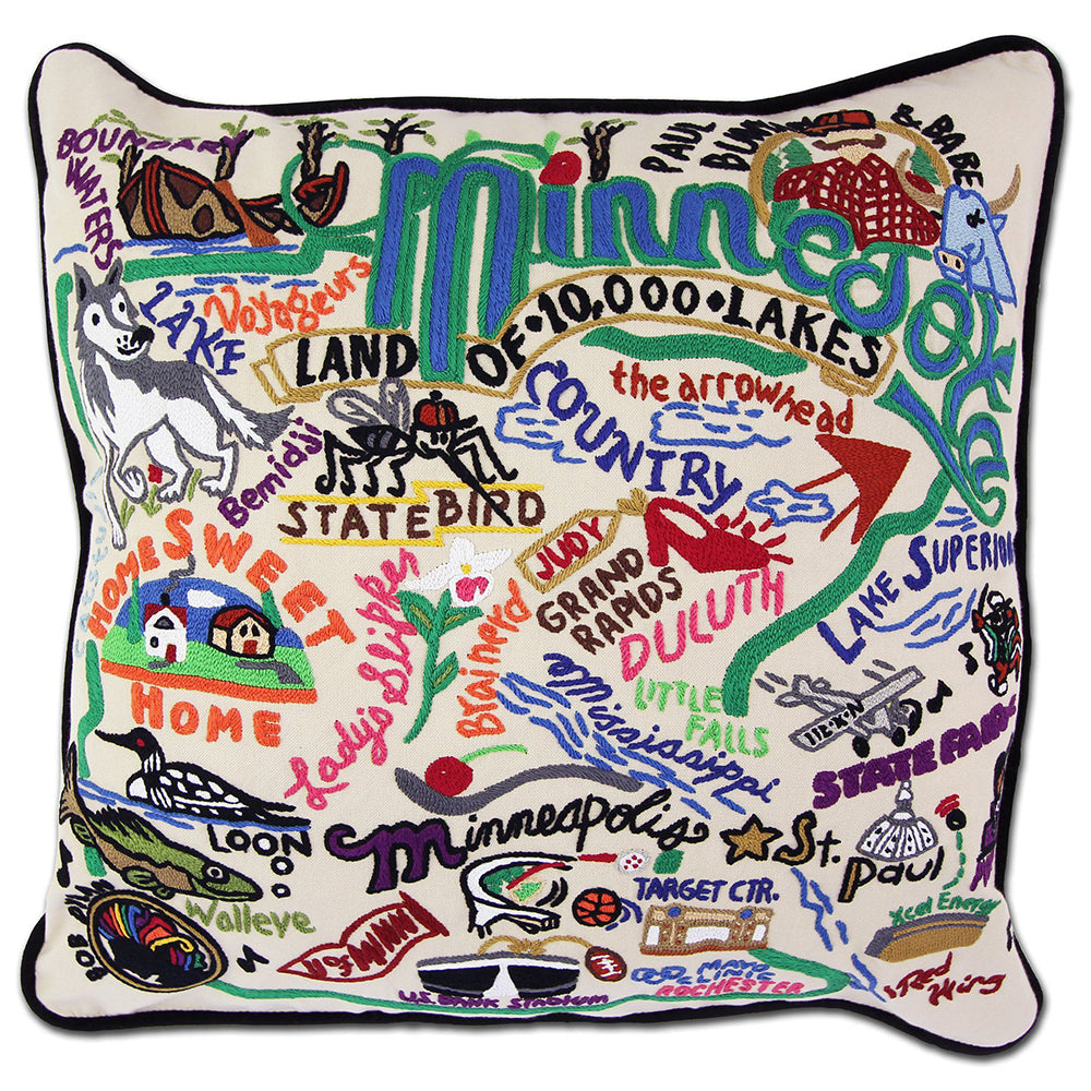 Minnesota Hand-Embroidered Pillow from Quirks!