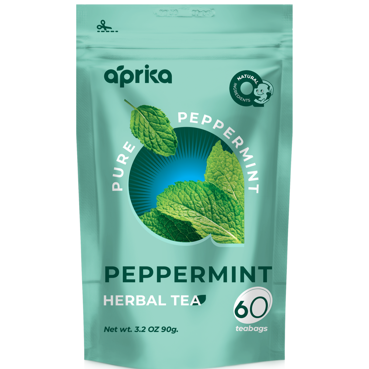 100% Pure Peppermint Herbal Tea, 60 Bags from Aprika Life