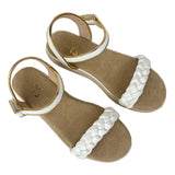 Miss April Wedge Sandal in White & Gold - Kids from Yosi Samra