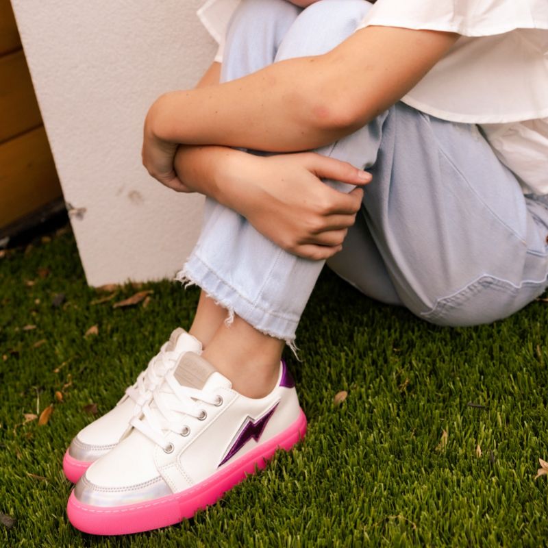 Miss Bolt Sneaker in Purple & Neon Pink - Kids from Yosi Samra