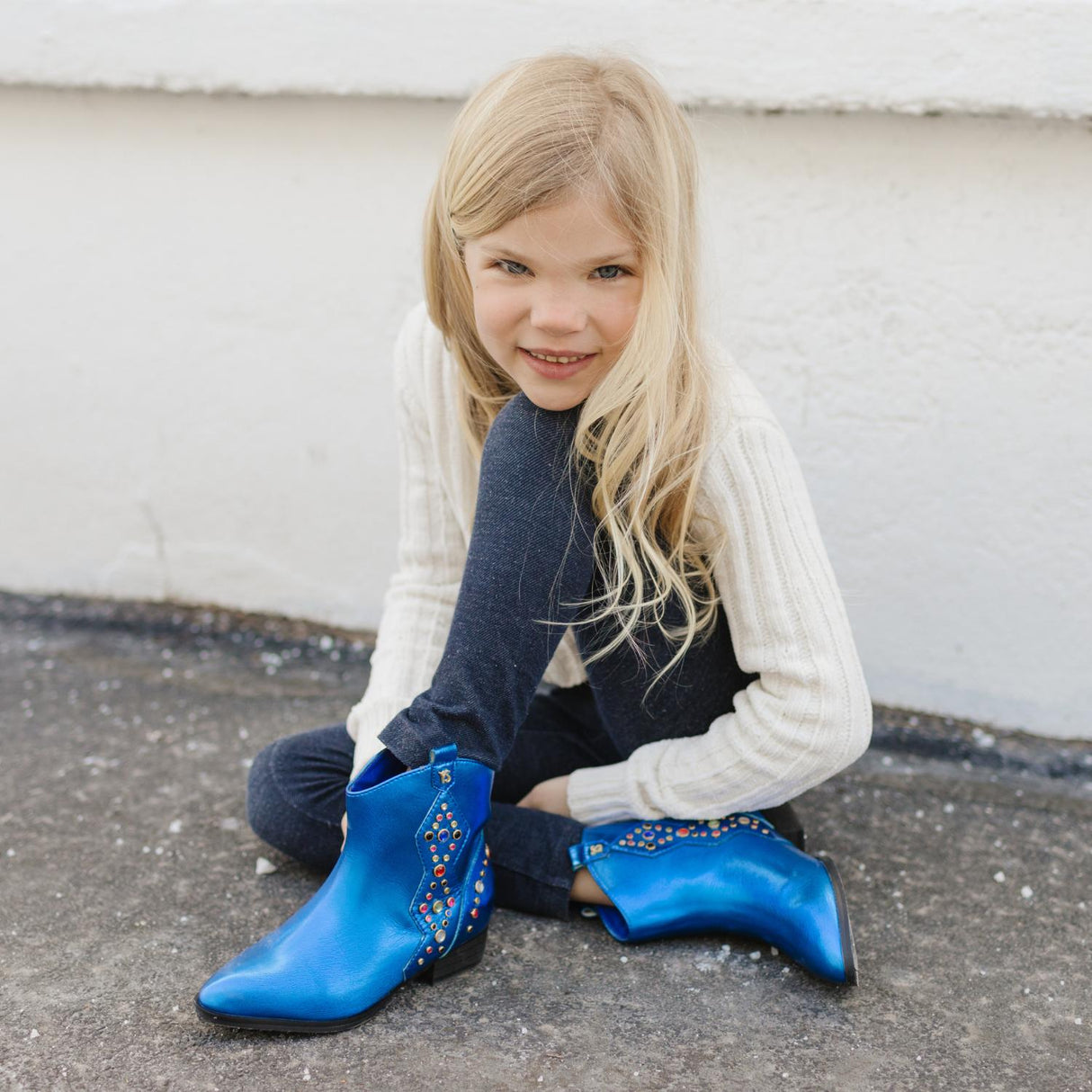 Miss Dallas Gem Western Boot in Blue - Kids from Yosi Samra