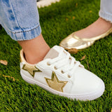 Miss Harper Sneaker in White & Gold - Kids from Yosi Samra