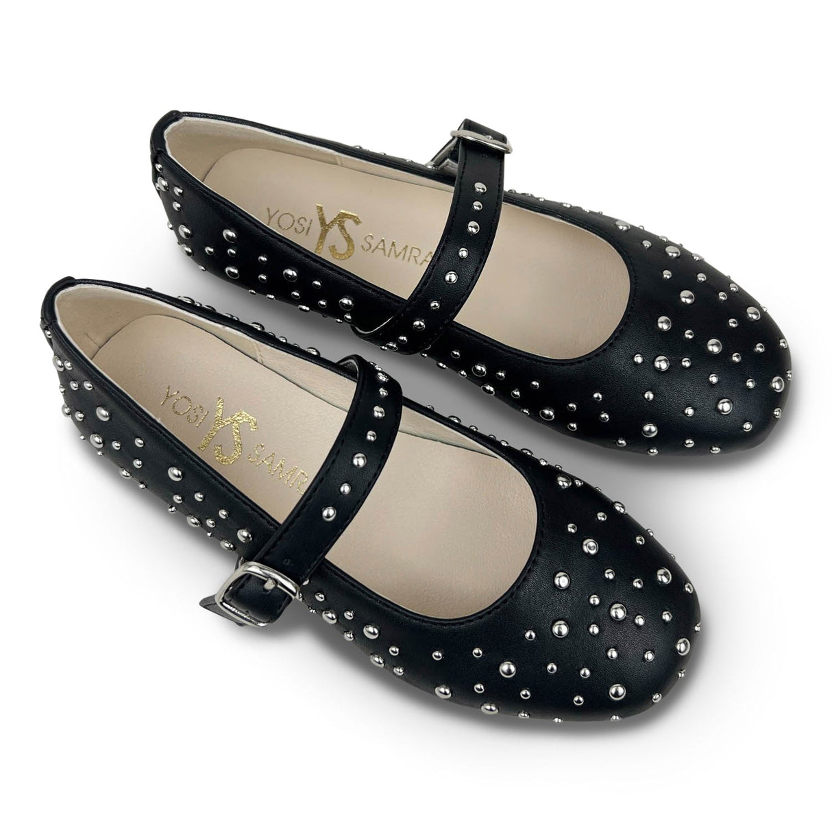 Miss Sadie Ballet Flat in Black Studs - Kids from Yosi Samra