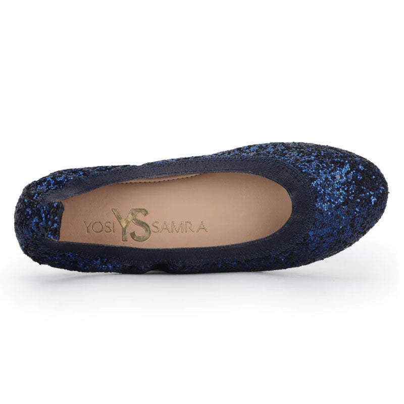 Miss Samara Ballet Flat in Navy Glitter - Kids from Yosi Samra