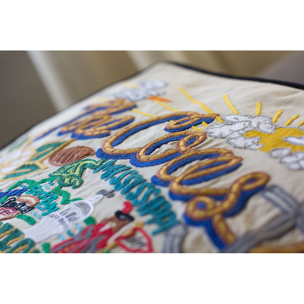 Mississippi Coast Hand-Embroidered Pillow from Quirks!