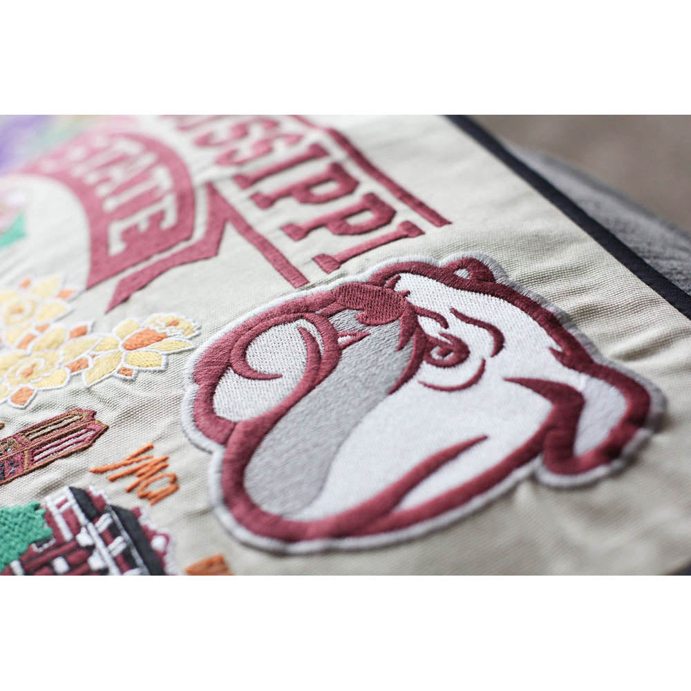 Mississippi State University Collegiate Embroidered Pillow by CatStudio from Quirks!