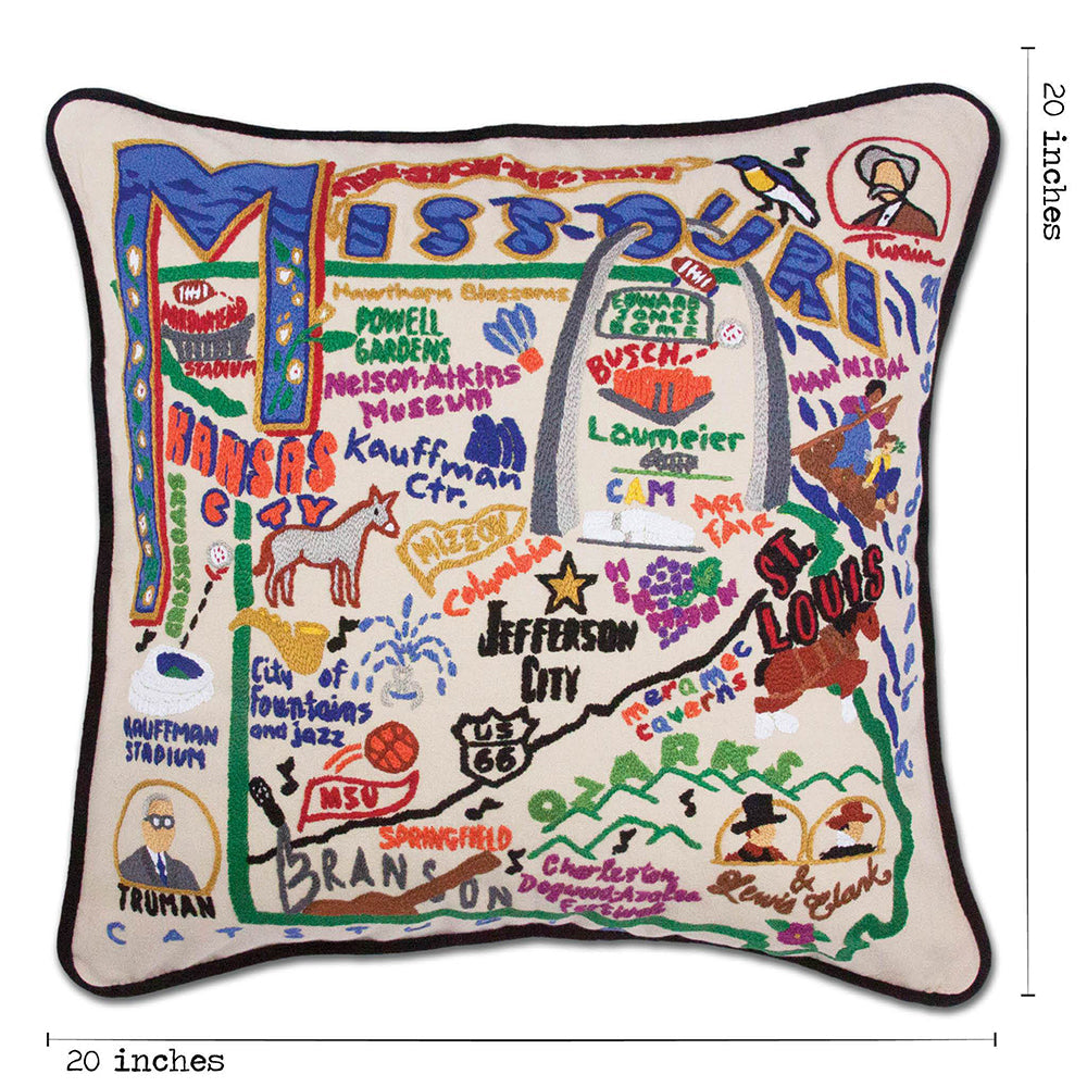 Missouri Hand-Embroidered Pillow from Quirks!