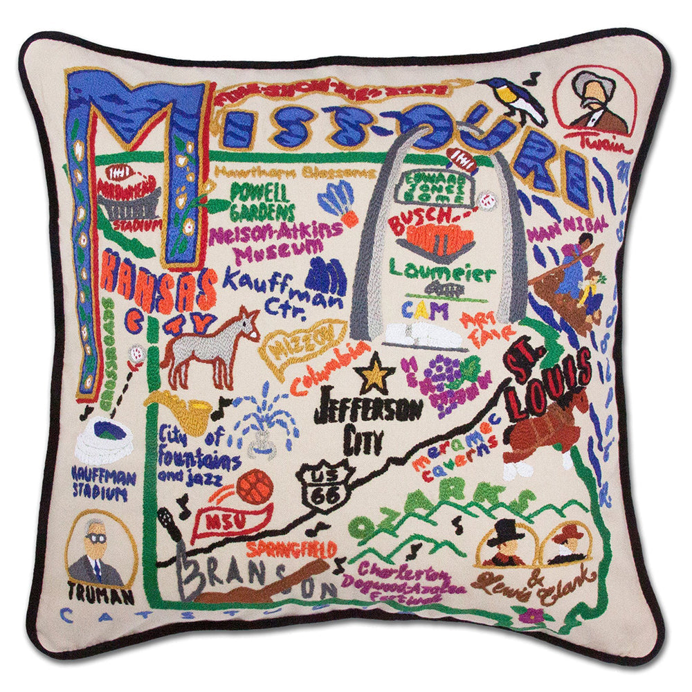 Missouri Hand-Embroidered Pillow from Quirks!