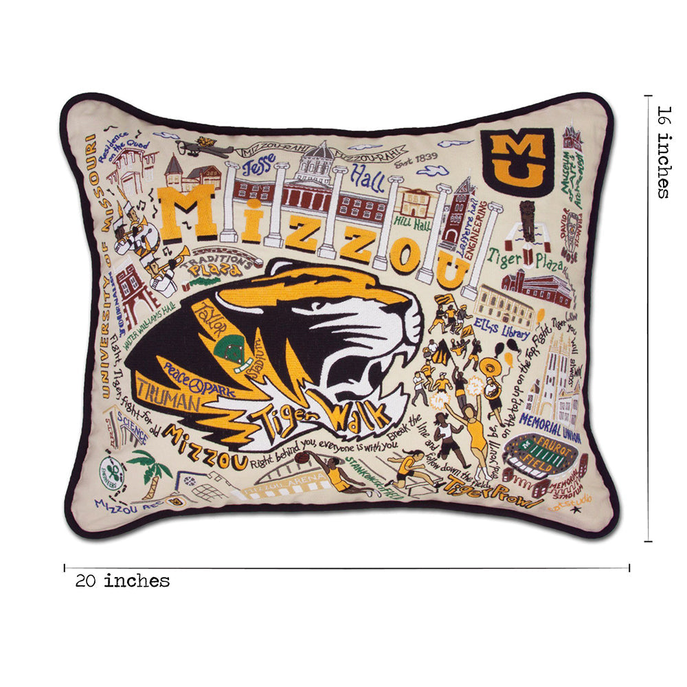 Missouri, University of (Mizzou) Collegiate Hand-Embroidered Pillow from Quirks!