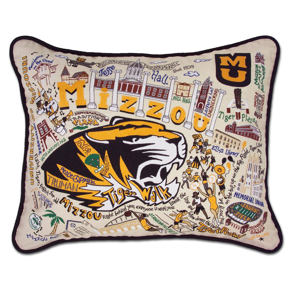 Missouri, University of (Mizzou) Collegiate Hand-Embroidered Pillow from Quirks!
