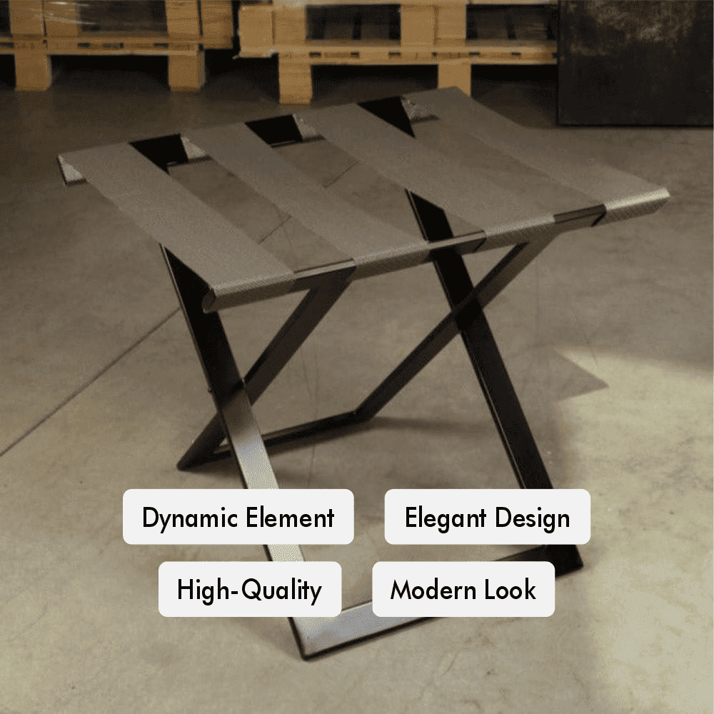 Ashley-Foldable Metal Luggage Rack with Genuine Leather from VITAHOME DESIGN LLC