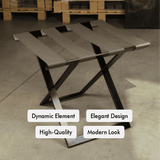 Ashley-Foldable Metal Luggage Rack with Genuine Leather from VITAHOME DESIGN LLC