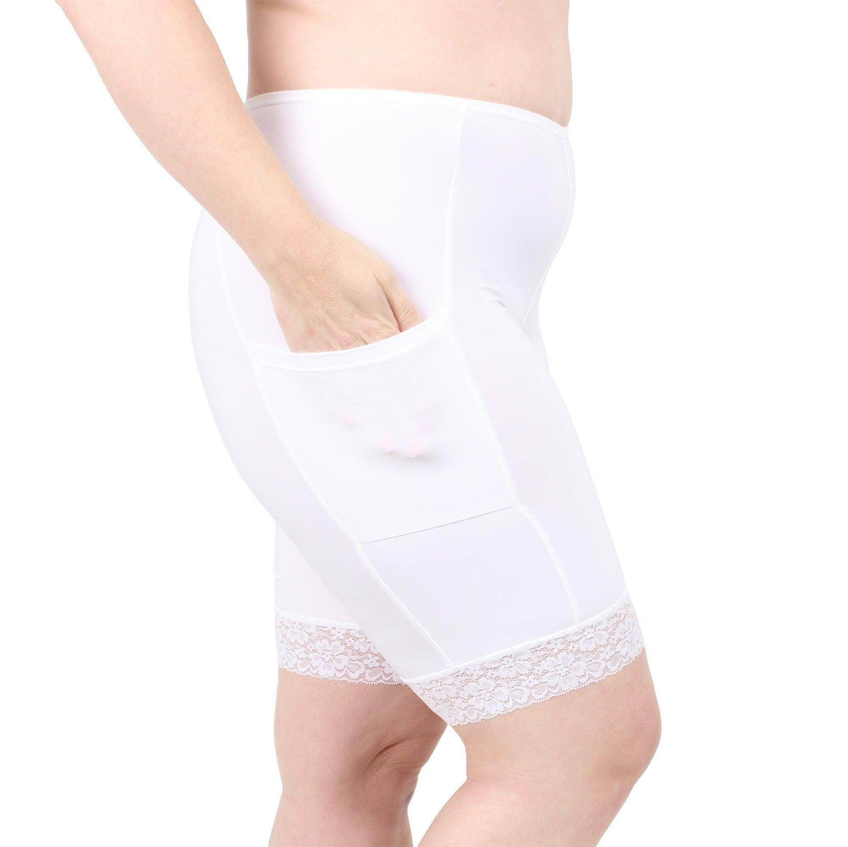 Cooling Slipshort with 2 Pockets 9" | White from Undersummers