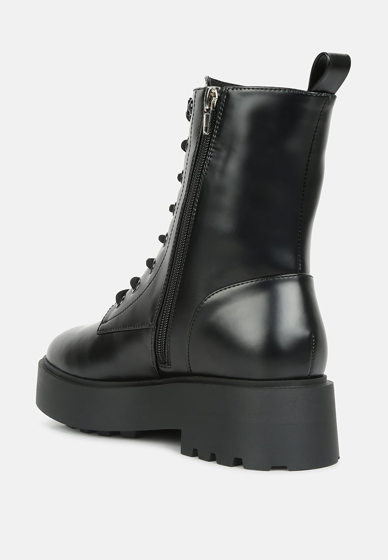 Molsh Faux Leather Ankle Biker Boots from London Rag International