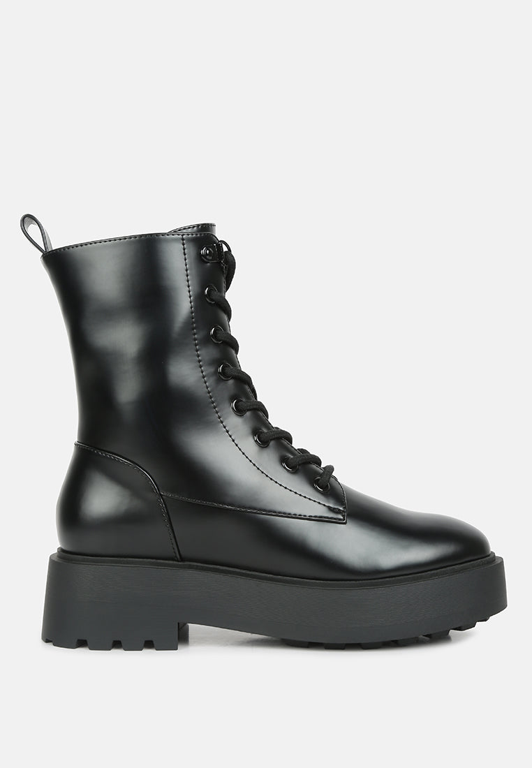 Molsh Faux Leather Ankle Biker Boots from London Rag International