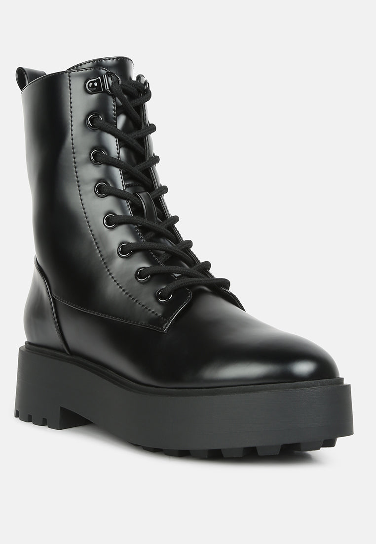 Molsh Faux Leather Ankle Biker Boots from London Rag International