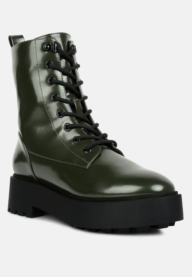 Molsh Faux Leather Ankle Biker Boots from London Rag International