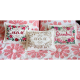 Mom Love Letters Hand-Embroidered Pillow - Available in Rose and Natural by CatStudio from Quirks!