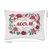 Mom Love Letters Hand-Embroidered Pillow - Available in Rose and Natural by CatStudio from Quirks!