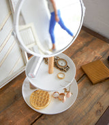 Two-Tier Jewelry Tray With Mirror - Steel + Wood from Yamazaki Home