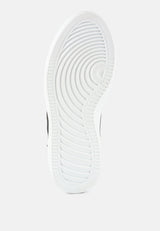 Monigue Faux Leather Cross Stitch Detail Sneakers from London Rag International