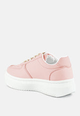 Monigue Faux Leather Cross Stitch Detail Sneakers from London Rag International