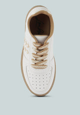 Monigue Faux Leather Cross Stitch Detail Sneakers from London Rag International