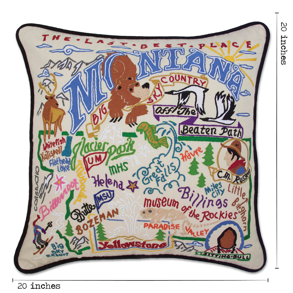 Montana Hand-Embroidered Pillow from Quirks!