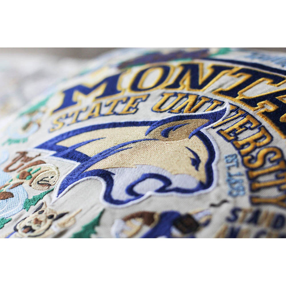 Montana State University Collegiate Embroidered Pillow by CatStudio from Quirks!
