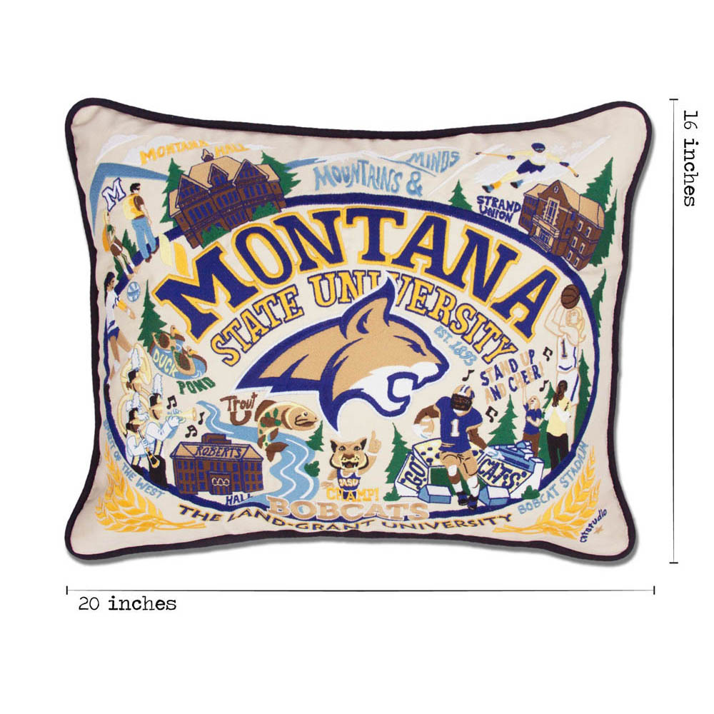 Montana State University Collegiate Embroidered Pillow by CatStudio from Quirks!