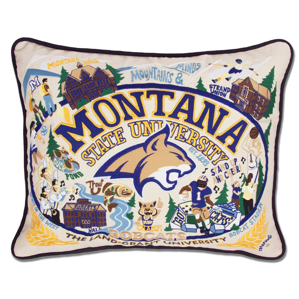 Montana State University Collegiate Embroidered Pillow by CatStudio from Quirks!