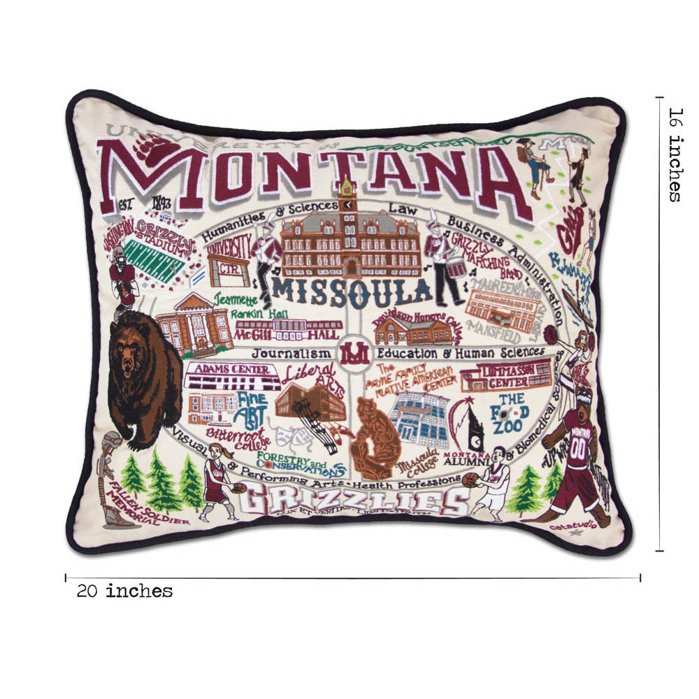 Montana, University of Collegiate Embroidered Pillow by CatStudio from Quirks!