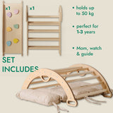 4in1 Montessori Climbing Set: Pikler Triangle, Arch, Slide Board, and Cushion for Toddlers (1–3 Years) from Goodevas