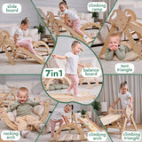 4in1 Montessori Climbing Set: Pikler Triangle, Arch, Slide Board, and Cushion for Toddlers (1–3 Years) from Goodevas