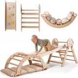 4in1 Montessori Climbing Set: Pikler Triangle, Arch, Slide Board, and Cushion for Toddlers (1–3 Years) from Goodevas