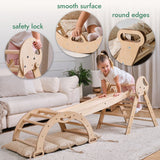 4in1 Montessori Climbing Set: Pikler Triangle, Arch, Slide Board, and Cushion for Toddlers (1–3 Years) from Goodevas
