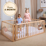 Full Montessori Floor Bed Frame for Toddlers with Fence from Goodevas