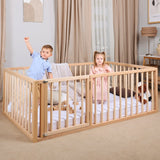 Full Montessori Floor Bed Frame for Toddlers with Fence from Goodevas