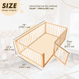 Full Montessori Floor Bed Frame for Toddlers with Fence from Goodevas