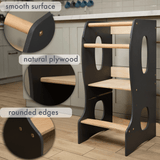 Stable Montessori Learning Tower: Wooden Growing Chair - Grey from Goodevas