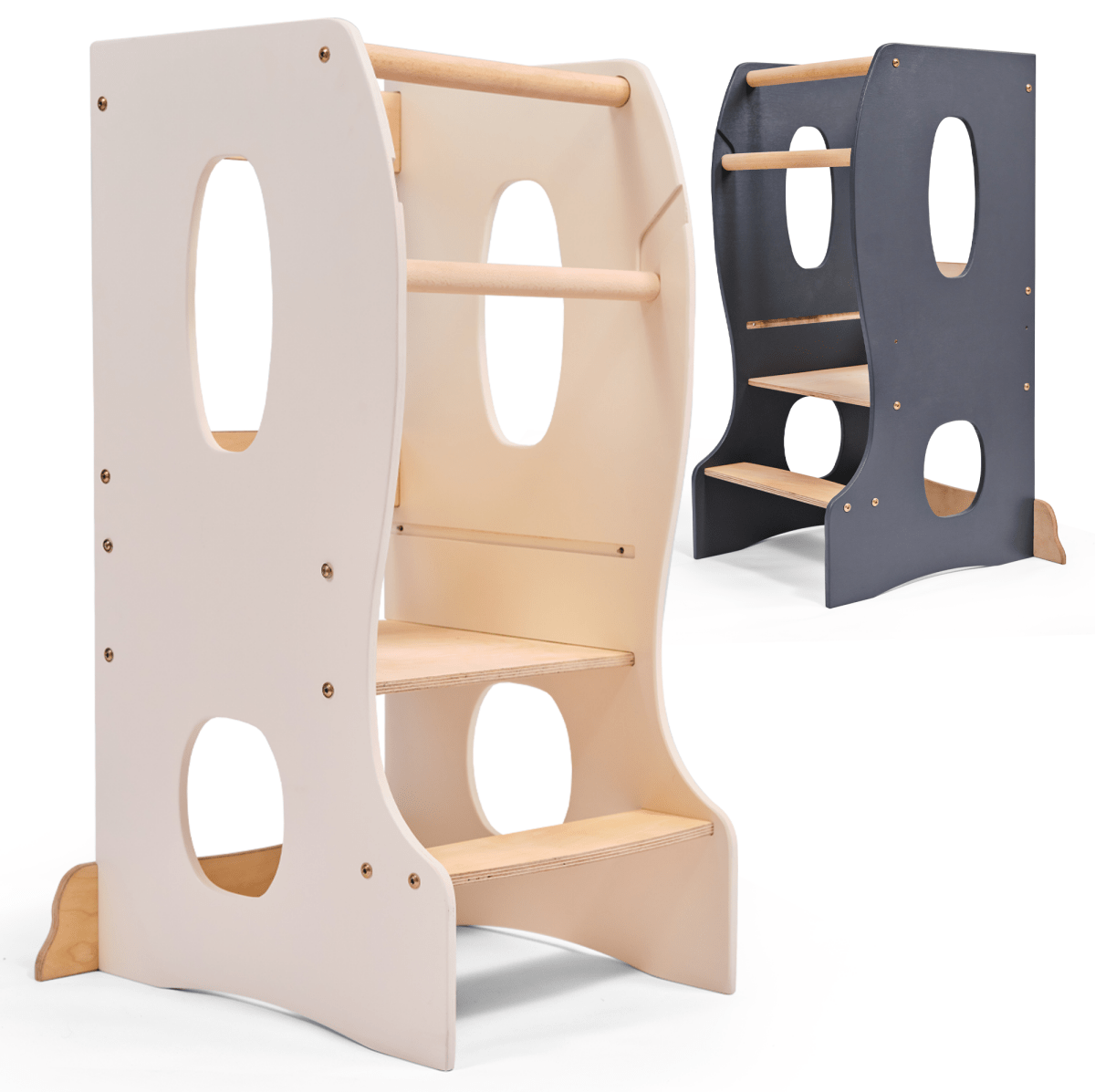 Stable Montessori Learning Tower: Wooden Growing Chair - Ivory from Goodevas