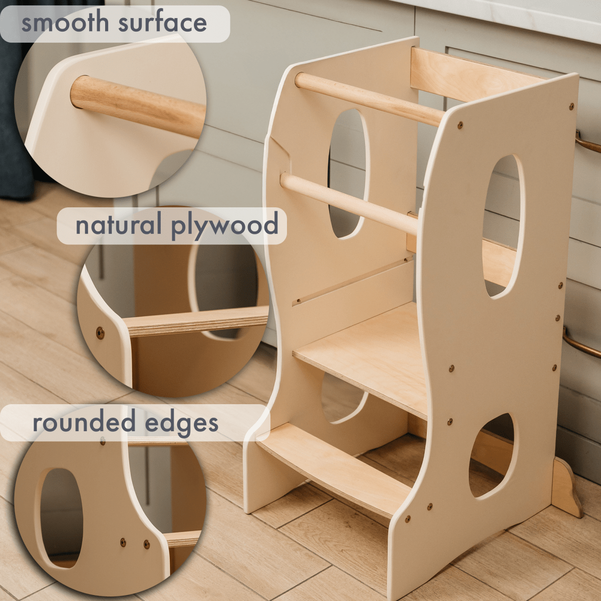 Stable Montessori Learning Tower: Wooden Growing Chair - Ivory from Goodevas